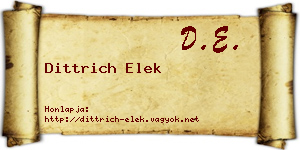 Dittrich Elek névjegykártya